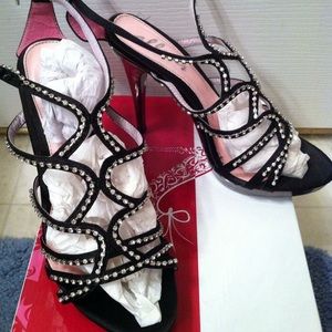 Black rhinestone heels